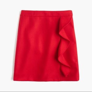 J. Crew Red Ruffle Skirt